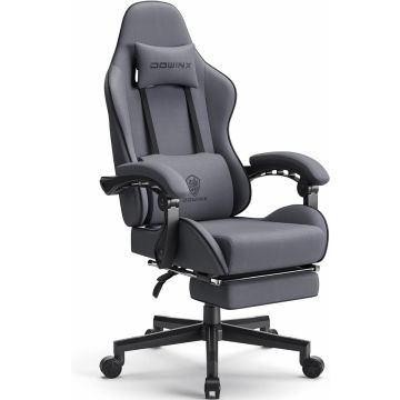 Grey Dowinx gaming chair with headrest lumbar pillow and footrest
