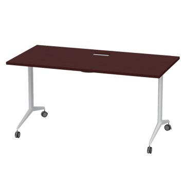 Apple cherry folding table on white frame with casters