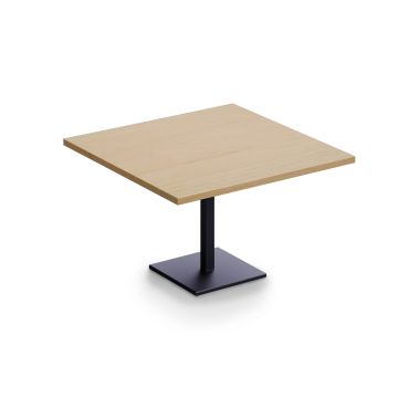 Oak square table with black pedestal base