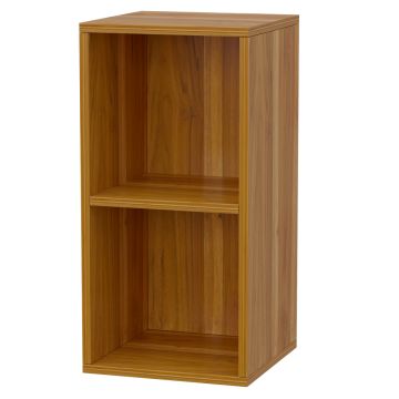 light walnut two tier open box shelf freestanding