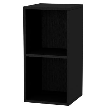 Black two tier wooden open shelf unit