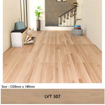 Mahmayi LVT 507 Maple Wood flooring planks installed in a residential entrance hall showing plank size 1220mm x 180mm