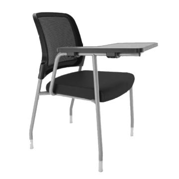 Black mesh training chair with right writing pad