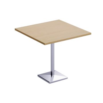 oak square bar table with chrome pedestal base