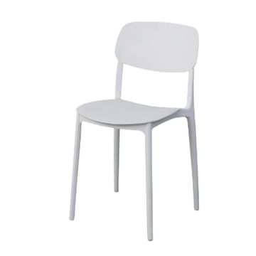 Mahmayi UL UT-C100 white stackable polypropylene chair front three-quarter view on white background