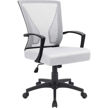 White mesh mid back office chair with black frame