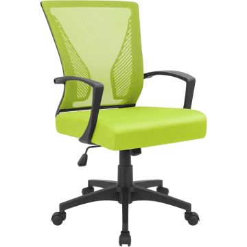 Green mesh mid back office chair with armrests