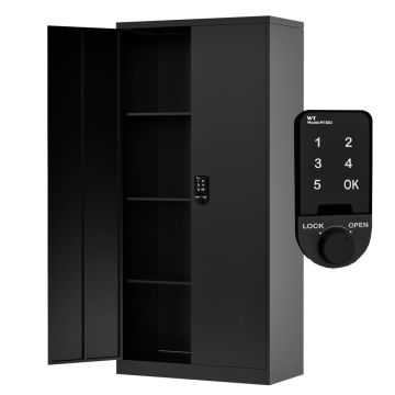 Godrej Full-Height Steel Swing Door Cupboard with Digital Lock Adjustable Shelves, Durable Build, and Black Finish
