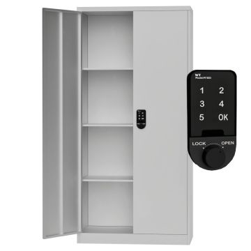 Godrej Full-Height Steel Swing Door Cupboard with Digital Lock Adjustable Shelves, Durable Build, and White Finish