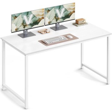 VASAGLE Computer Home Office Desk, Study Writing Table with Metal Frame, Modern Workstation for Laptop, PC, Space Saving Office Table for Home, Bedroom and Office, White