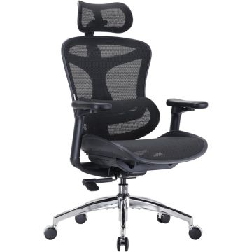 Sihoo Ergonomic Office Chair with 3D Adjustable Headrest, 4D Armrests and Dynamic Lumbar Support, Breathable Mesh High Back Chair with 130-Degree Reclining, Ideal for Home and Office, Black