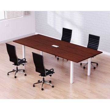 apple cherry rectangular conference table with white legs seating four