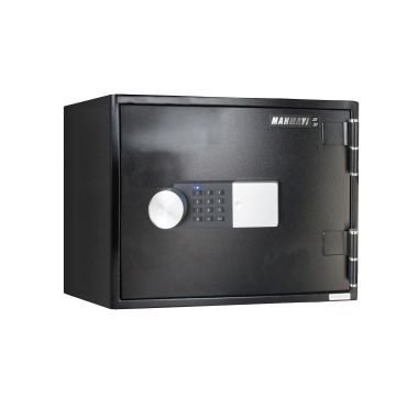 Black horizontal digital safe with keypad and round knob