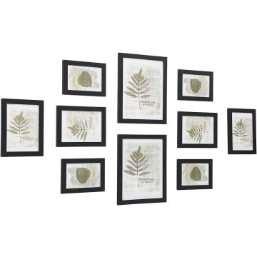 Set of black photo frames in assorted sizes on white background