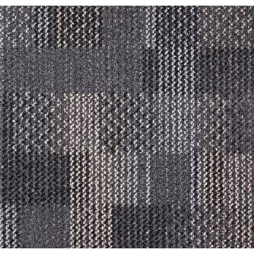 Gray and black textured fabric with a geometric pattern.
