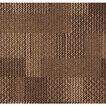 Brown textured woven fabric with a checkered pattern and a mix of lighter and darker shades.