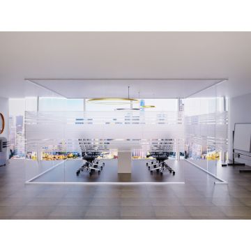 Mahmayi middle frosted glass cabin partition enclosing a conference room with no door front-facing view