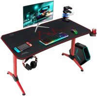 ContraGaming by Mahmayi Gaming Table MY 1160 Red with Gamepad Holder Cable Management with Carbon Fiber Top with AM K5 Pro Headset Combo