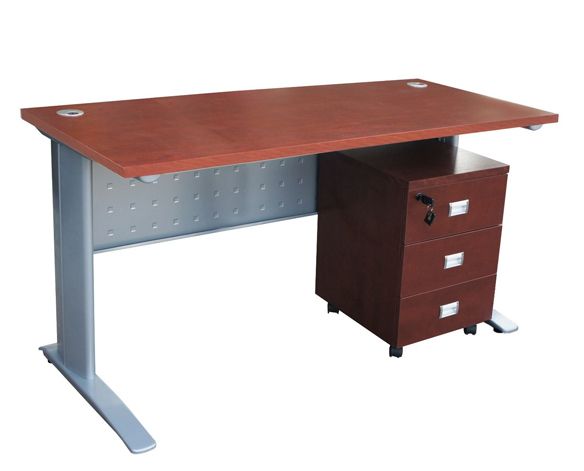 Stazion 1410 Modern Office Desk Apple Cherry with Drawers