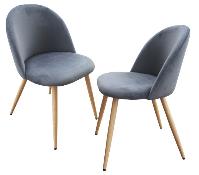 Mahmayi HYDC019 Velvet Grey Dining Chair for Living Room - Pack of 2