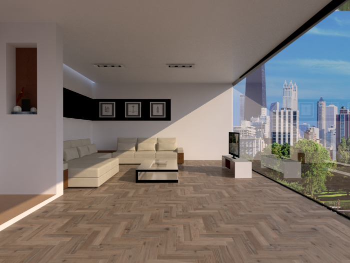 Mahmayi EPL009 Wood Parquet Flooring for Home, Office (1292 x 246 x 8 mm) Per 2.6 Square Meter Free Professional Installation - Light Telford Oak