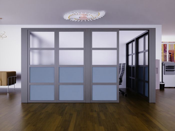 Mahmayi Grey Aluminum Glass Partition with Fabric Frosted Glass Per Square Meter With Free Professional Installation