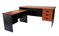 Silini 160 Plain L Office Desk with Fixed Drawers