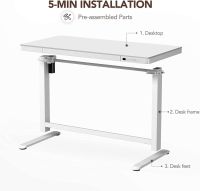 Mahmayi Flexispot All In One Height Adjustable Standing Desk With USB Charging, Wooden Top White, ET-118W