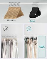 Mahmayi Velvet Hangers, Pack of 50 Coat Hangers for Clothes, Non-Slip, with Shoulder Notches, Trouser - Black