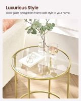 Mahmayi LGT20G Glass Side Table for Living Room - Rustic Brown