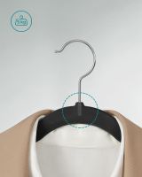 Mahmayi Velvet Hangers, Pack of 50 Coat Hangers for Clothes, Non-Slip, with Shoulder Notches, Trouser - Black