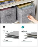 Mahmayi Grey ROB26LG 6-Piece Fabric Storage Box for Home, Living Room, Drawing Room (26x26x28cm)