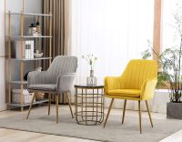 Mahmayi HYDC031G Velvet Dining Chair with Golden Metal Legs - Yellow