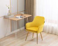 Mahmayi HYDC031G Velvet Dining Chair with Golden Metal Legs - Yellow