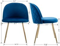 Mahmayi HYDC020 Velvet Blue Dining Chair for Living Room (Pack of 2)