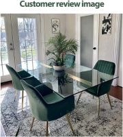 Mahmayi HYDC031G Velvet Dining Chair with Golden Metal Legs - Green (Pack of 2)