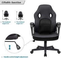 Mahmayi Medium Back Gaming Chair, Ergonomic Adjustable Racing Task Swivel Chair with Headrest and Lumbar Support Black for Office, Gaming Station, Home