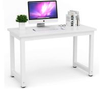 Mahmayi Crafted ZCD-24W White Computer Desk with Adjustable Leg Pads, Sturdy Anti-Rust Steel Frames for Home, Office, Living Room, Workstation 100x60cm