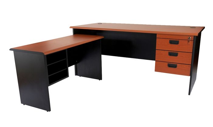 Silini 180 Plain L Office Desk with Fixed Drawers