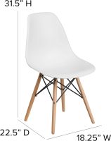 Ultimate Eames Style DSW Plastic Dining Chair - White (Pack of 3)