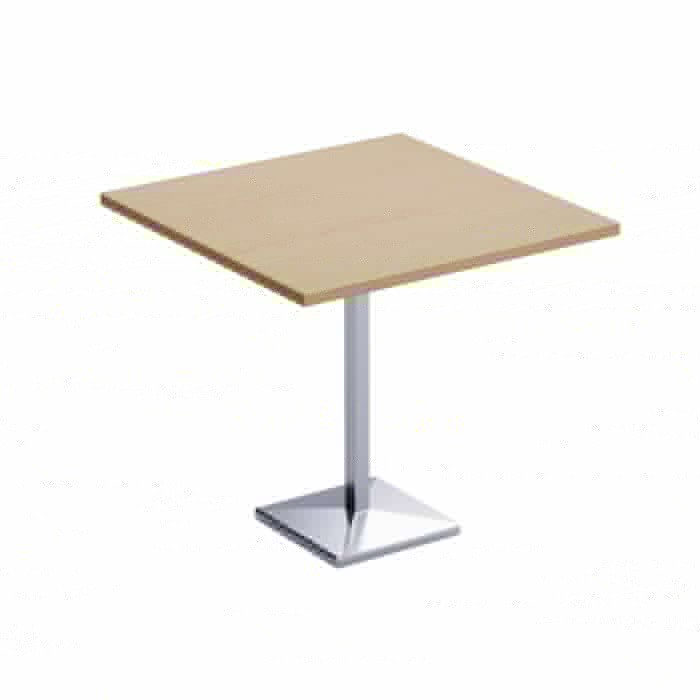 oak square bar table with chrome pedestal base