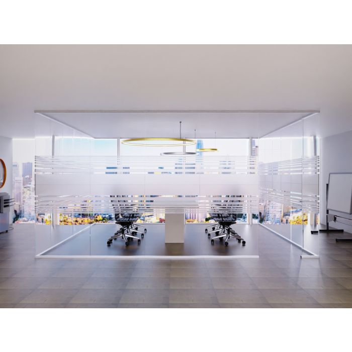 Mahmayi middle frosted glass cabin partition enclosing a conference room with no door front-facing view