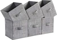 Mahmayi Grey ROB26LG 6-Piece Fabric Storage Box for Home, Living Room, Drawing Room (26x26x28cm)