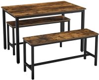 Mahmayi KDT070B01 39-Inch Student Writing Desk & Double Chair - Rustic Brown