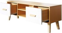 Mahmayi 301 Modern TV Table Stand with Storage Unit - Beech & White