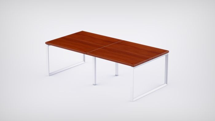 Mahmayi 4 Seater Loop Shared Structure in Apple Cherry color with No Divider, without Drawer & without Mesh Chair  - W180cm x D60cm Each Worktop Size