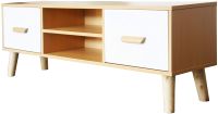 Mahmayi 301 Modern TV Table Stand with Storage Unit - Beech & White