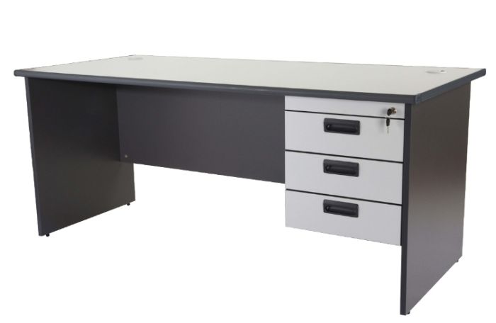 Bess-Silini-Grigio 120-180 Office Desk with Fixed Drawers Configurable