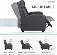 Ultimate Modern Single Recliner Sofa Padded Seat Black with Leatherite PU