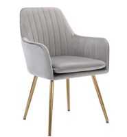 Mahmayi HYDC031G Velvet Dining Chair with Golden Metal Legs - Grey